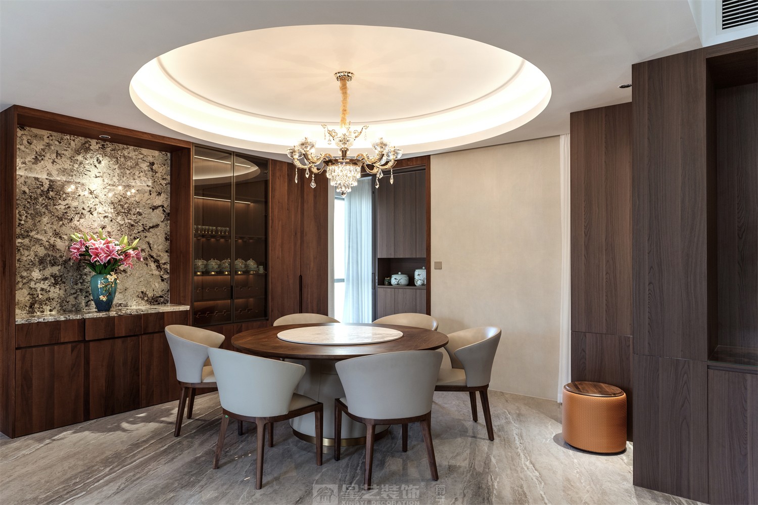 東方皇城260平簡約中式餐廳完工裝修實(shí)景圖