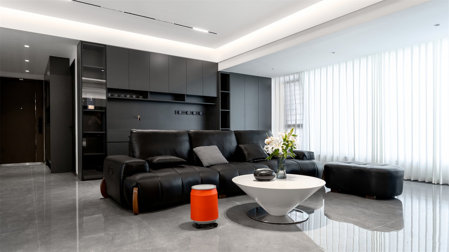 錦云湖光118平現(xiàn)代簡約客廳裝修實景圖